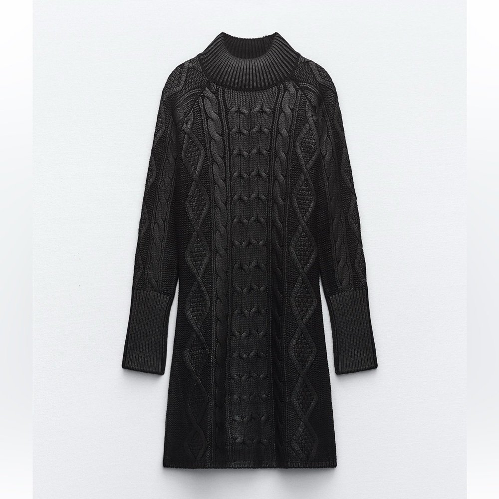 NWT Zara Foil Cable Knit Mini Dress